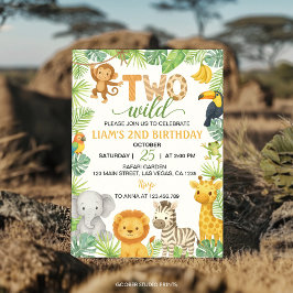 Convite Two Wild Animals Safari 2nd Birthday Party
