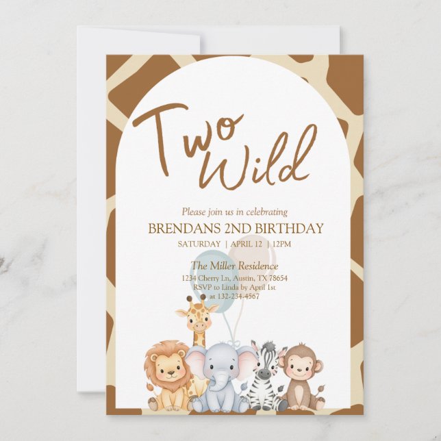 Convite Two Wild Birthday Invitation  (Frente)