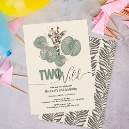 Convite  Two Wild Cute Giraffe Animal Birthday Party