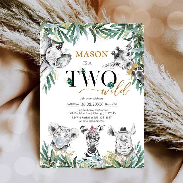 Convite Two Wild Party Animals 2nd Birthday Invitation (Criador carregado)
