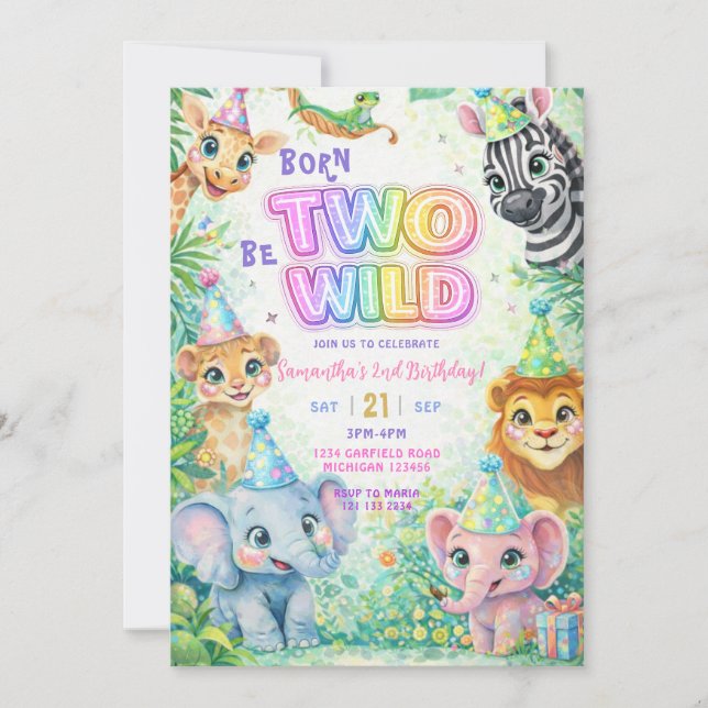 Convite Two Wild Safari 2nd Birthday (Frente)
