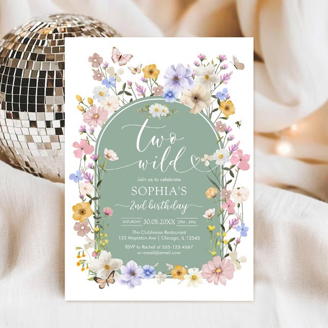 Convite Two Wild Wildflower Animal 2nd Birthday Invitation (Criador carregado)