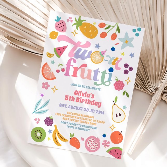 Convite Twotti Frutti Fruit 2nd Birthday Invitation (Criador carregado)