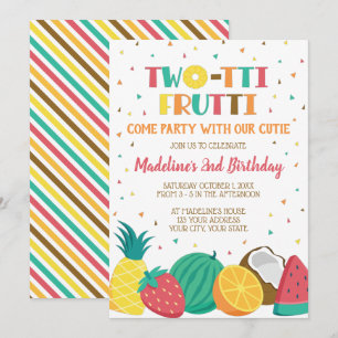 Convite Twotti Frutti Garotas Segunda Fruta de Aniversário