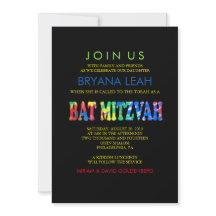 Convite TYE DYE Bat Mitzvah