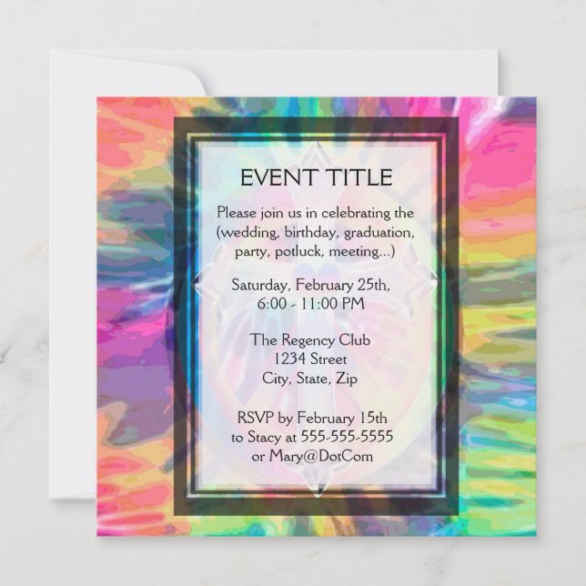 Convite Tye Dye Cross com Heart in Center (Frente)