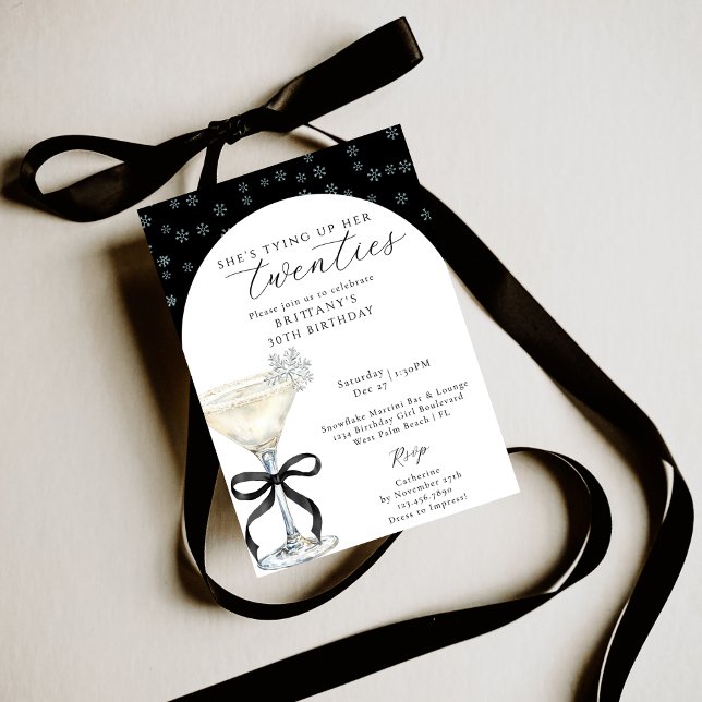 Convite Tying Up Her Twenties Winter Themed 30th Birthday (Criador carregado)