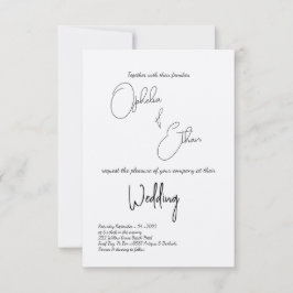 Convite Typografia Minimalista Casamento preto e branco
