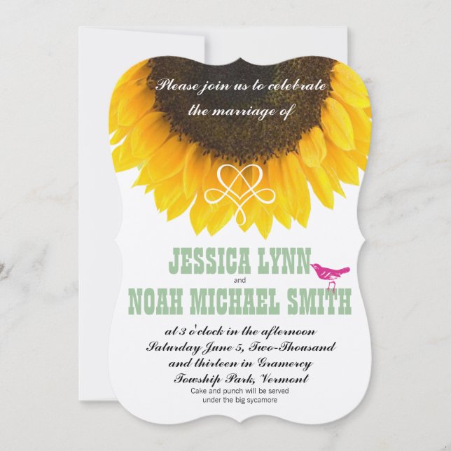 Convite Typografia Sunflower Modern Weds (Frente)