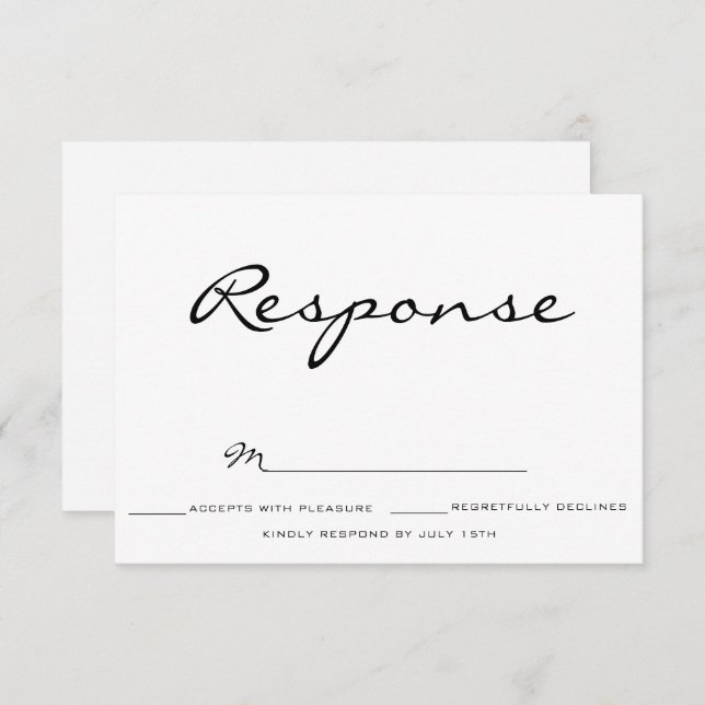 Convite Typografia Wedding rsvp (Frente/Verso)