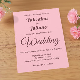 Convite Typography Style Minimalist Pink Wedding