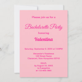 Convite Typography Style Pink Bachelorette Party