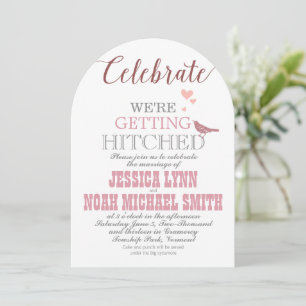 Convite Typogrphy Dusty Pink Vintage Bird Casamento Pastel