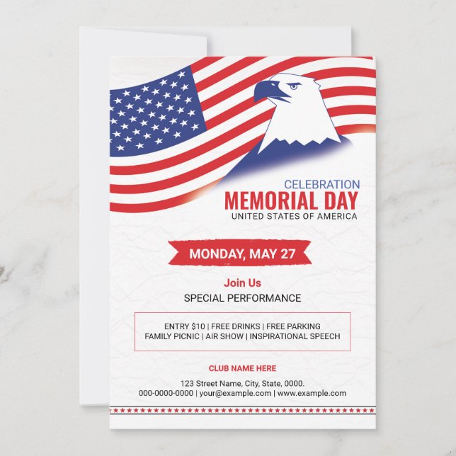 Convite U Memorial Day Party Flyer Modelo (Frente)