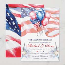 Convite U.S. Military Retirement Patriotic Flag