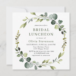 Convite Ucalyptus Wreath Frame BRIDAL LUNCHEON moderno