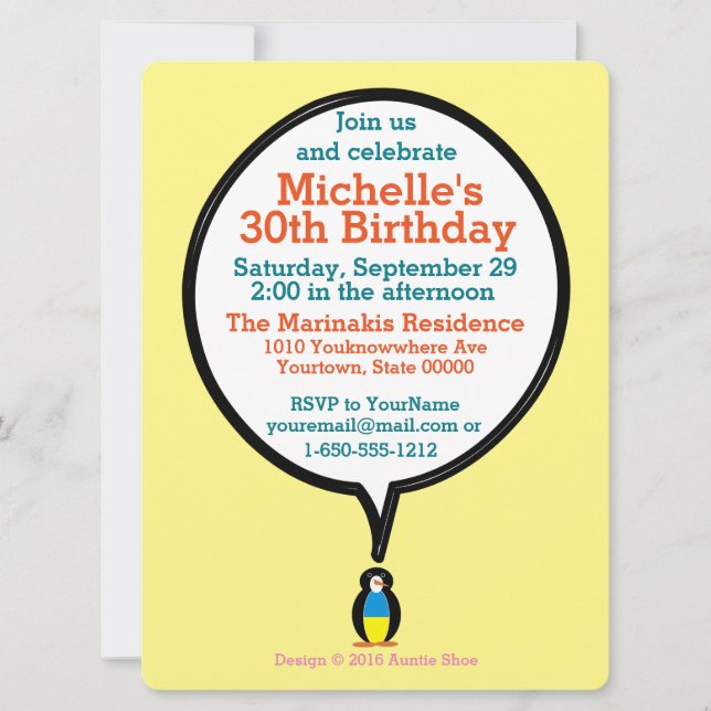 Convite Ucraniana - Conversação - Sra. Penguin Personaliza (Frente)