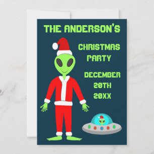 Convite UFO Ho Pai alienígena Natal Personalizado