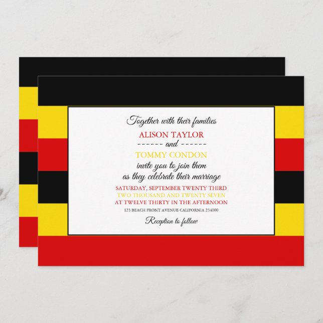 Convite Uganda Flag, Flag of Uganda Wedding (Frente/Verso)