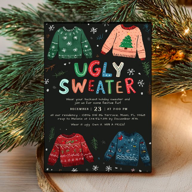 Convite Ugly Christmas Sweater Holiday Party Invitation (Criador carregado)