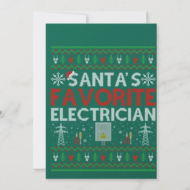 Convite Ugly Electrician Xmas Gift Santa Loves Electrician (Frente)
