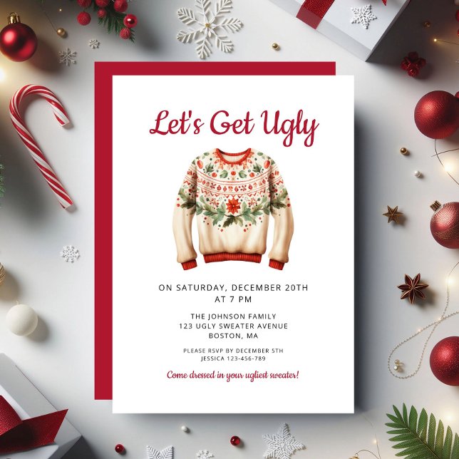 Convite Ugly Sweater Christmas Party  (Ugly Sweater Christmas Party Invitation)