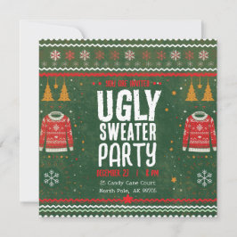 Convite Ugly Sweater Party – Green Gold Holiday Fun