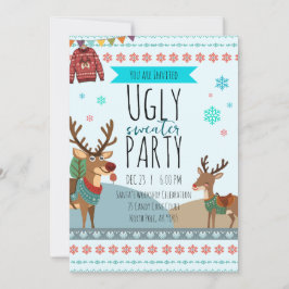 Convite Ugly Sweater Party – Reindeer Snowflake Fun
