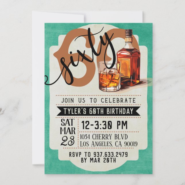 Convite Uísque e charutos 60º aniversário (Frente)