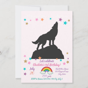 Convite uivação da silhueta do lobo - Escolha a cor de fun