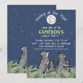 Convite Uivando para a Festa do Lobo da Lua Celebração Per