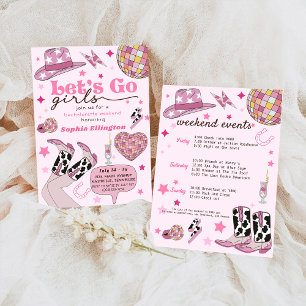 Convite Última Bachelorette de Disco Rosa Nash Bash