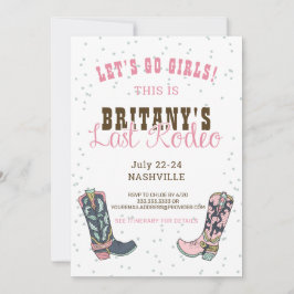 Convite Última Bachelorette Rodeo Nashville Pink Cowgirl