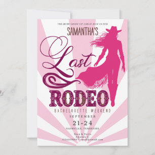 Convite Última Bachelorette Rodeo Pink Cowgirl Nash Bash