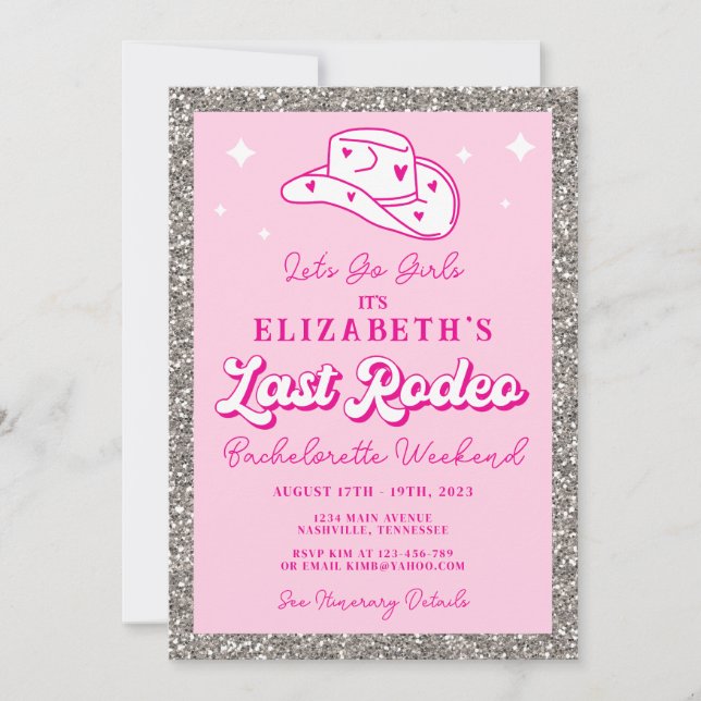 Convite Última Cowgirl do Rodeio Festa de Despedida de Sol (Frente)