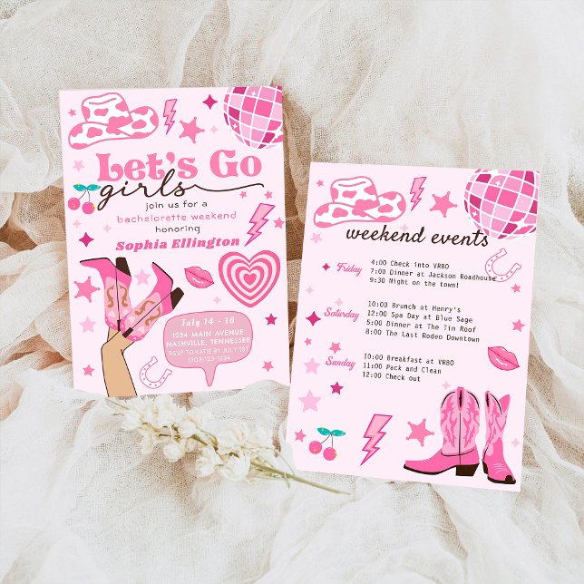 Convite Última Descoop Rodeo Bachelorette Weekend Nash Bas (Criador carregado)