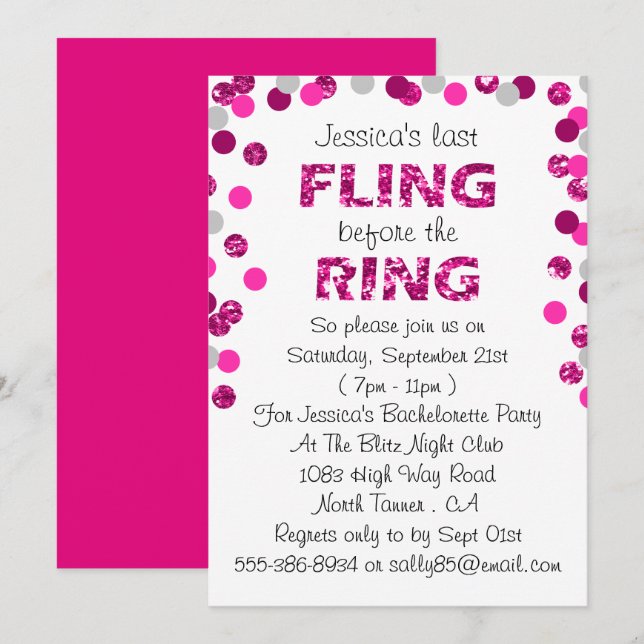 Convite Última Falha Antes Da Festa de solteira Do Anel (Frente/Verso)
