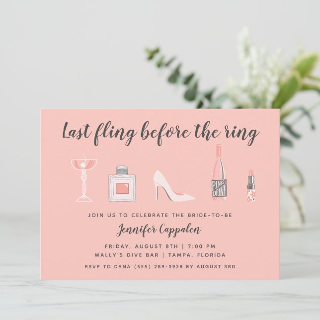 Convite Última Falha Antes da Festa de solteira do Anel (Em pé/Frente)