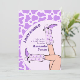 Convite Última Festa de Chá de panela Roxo de Cowgirl