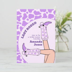 Convite Última Festa de Chá de panela Roxo de Cowgirl