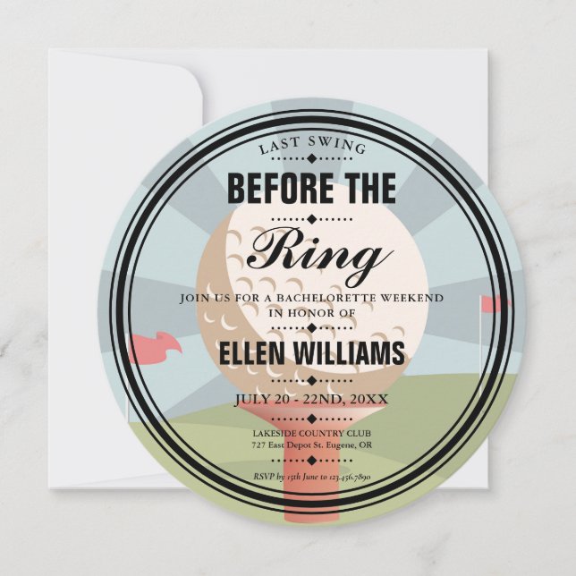 Convite Última Festa de Golfe da Bachelorette Swing (Frente)
