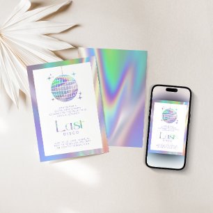 Convite Última Festa de solteira de Disco do Espaço Hologr