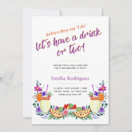 Convite Última Fling Fiesta Cocktails Tacos Bachelorette