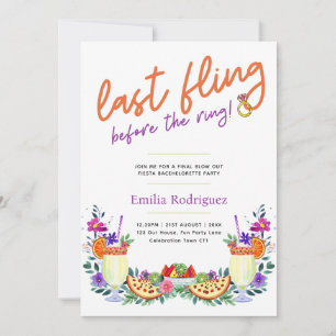 Convite Última Fling Fiesta Cocktails Tacos Bachelorette