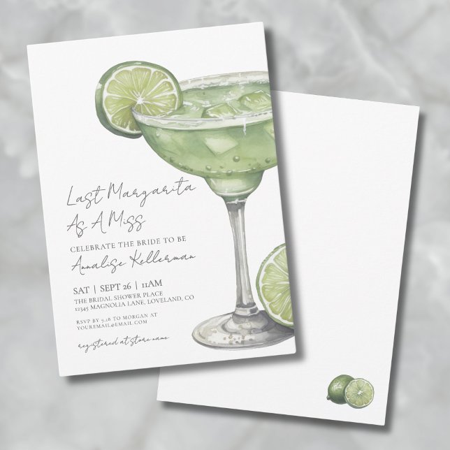Convite Última Margarita Como Chá de panela (Last Margarita As A Miss Bridal Shower Invitation)