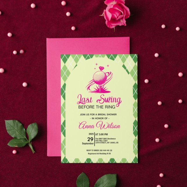 Convite Última Noite de Solteira Antes do Chá de Bebê (Last Swing Before the Ring Bridal Shower Invitation )
