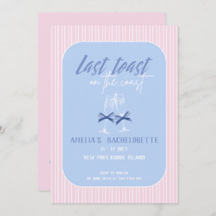 Convite Última torrada na costa da Festa de solteira rosa