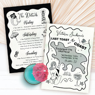Convite Última torrada na mão da costa desenhada fim de se