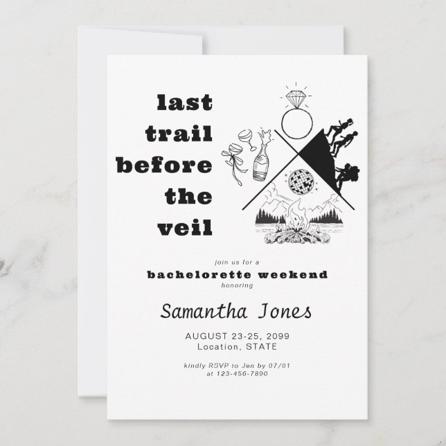 Convite Última Trilha Antes da Bachelorette de Apuração do (Frente)