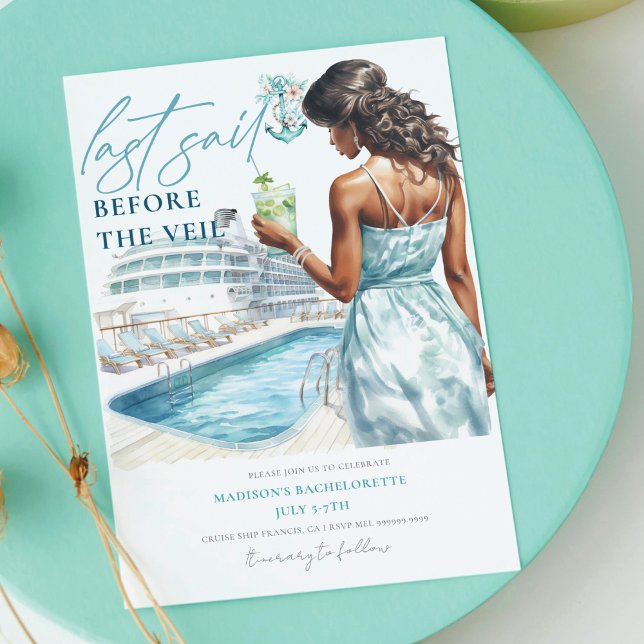 Convite Última vela antes da Bachelorette Veil Lux Cruise (Criador carregado)